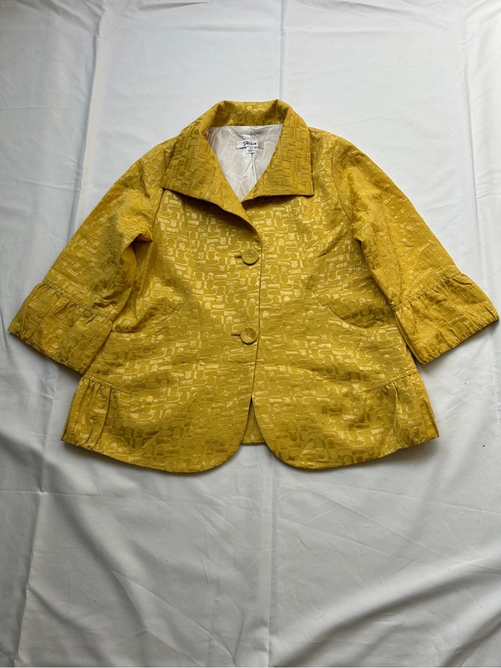 Mustard Yellow Textured Three-Quarter Jacket